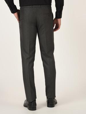 grey textured flat front formal trouser - 16709819 - Standard Image - 3