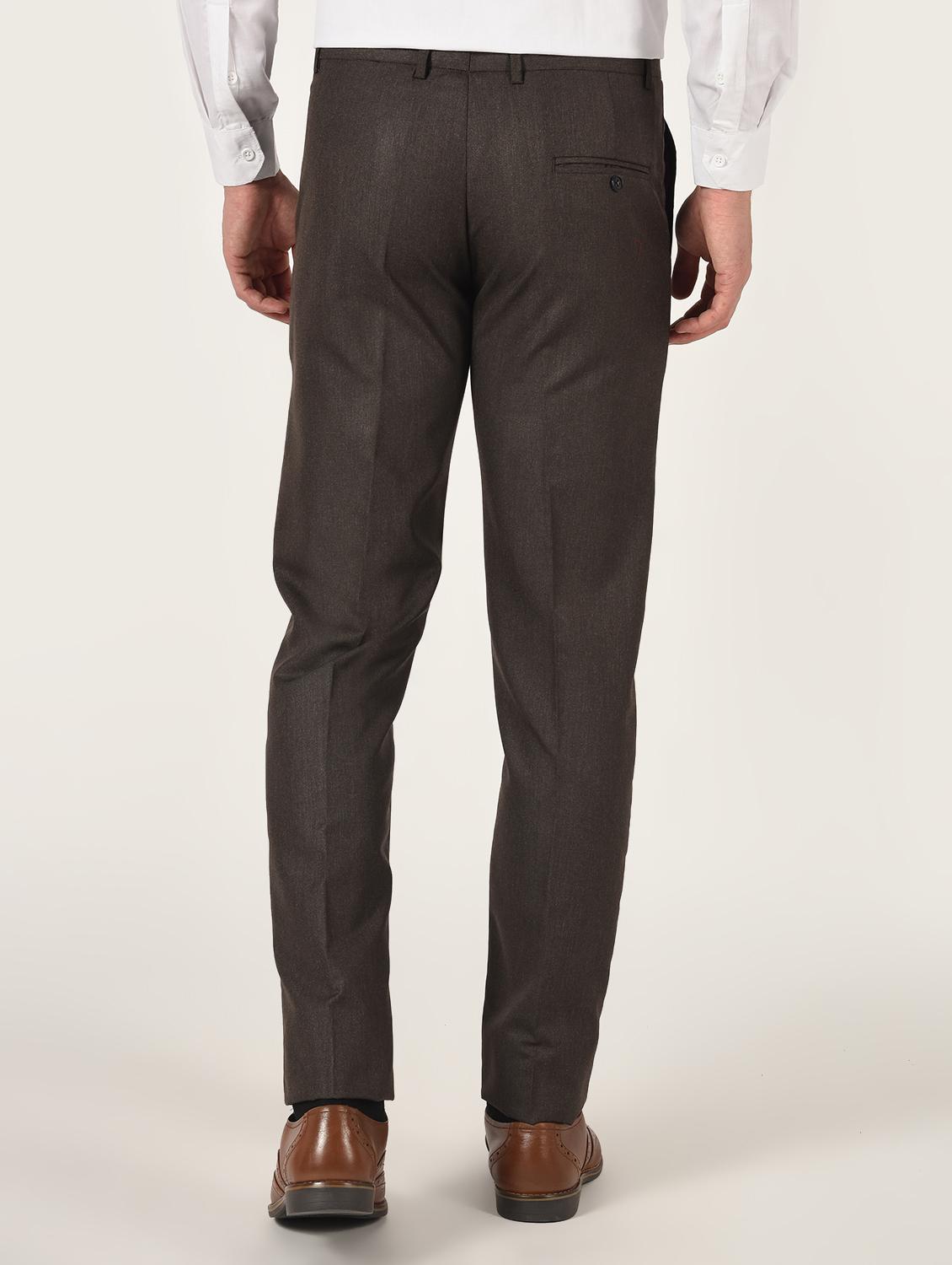 brown textured flat front formal trouser - 16709821 - Zoom Image - 3