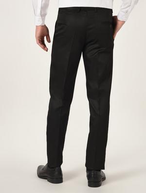 black solid flat front formal trouser - 16709825 - Standard Image - 3