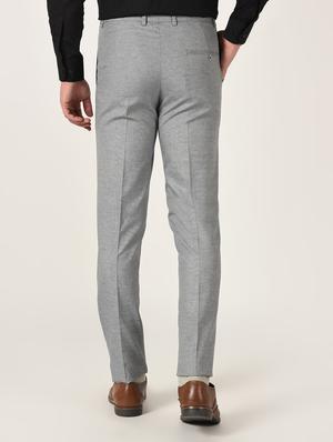 grey textured flat front formal trouser - 16709827 - Standard Image - 3