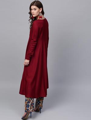 solid a-line kurta - 16711069 - Standard Image - 3