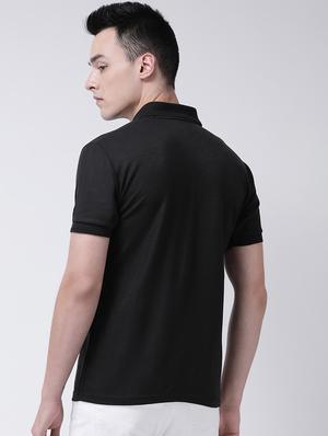 black solid polo t-shirt - 16711097 - Standard Image - 3