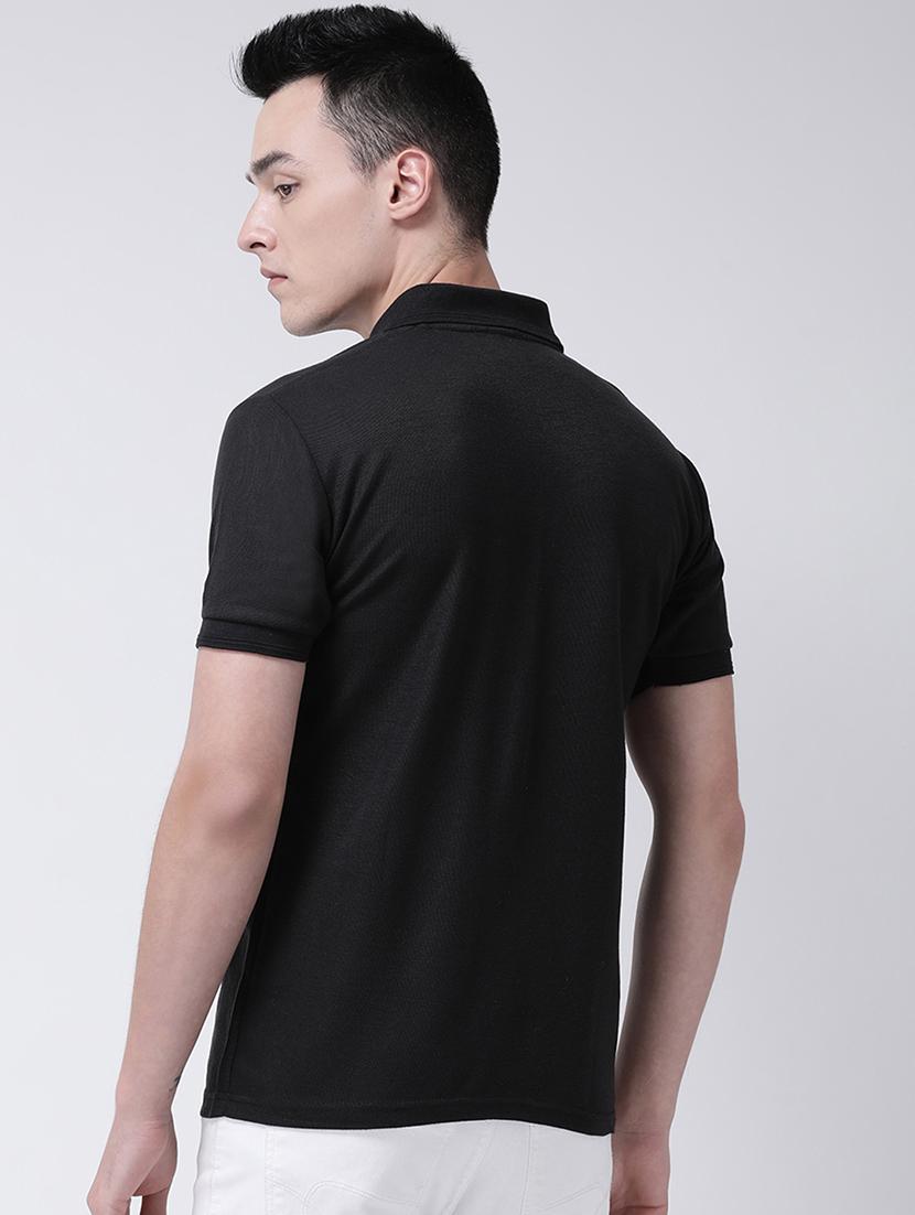 black solid polo t-shirt - 16711097 - Zoom Image - 3