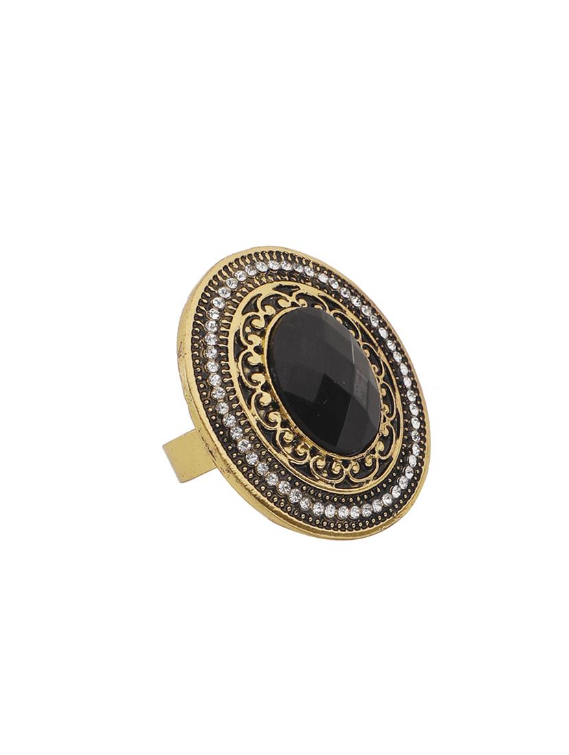black gold plated finger ring - 16711150 - Zoom Image - 3