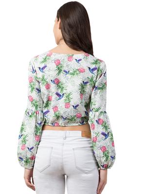 tie front floral top - 16711668 - Standard Image - 3