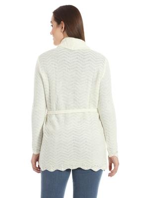 tie front acrylic wool blend cardigan - 16711769 - Standard Image - 3