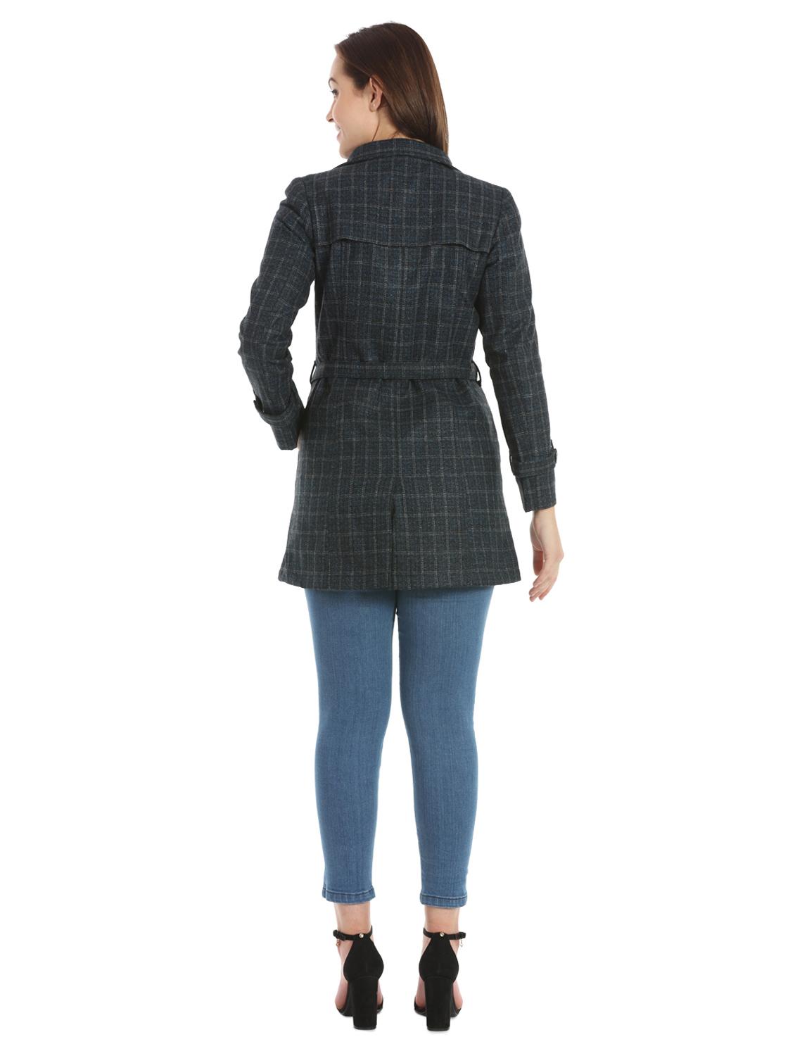 tie front lapel neck coat - 16711772 - Zoom Image - 3
