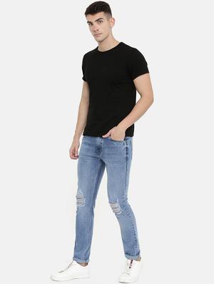 blue light washed distressed denim jeans - 16711802 - Standard Image - 3