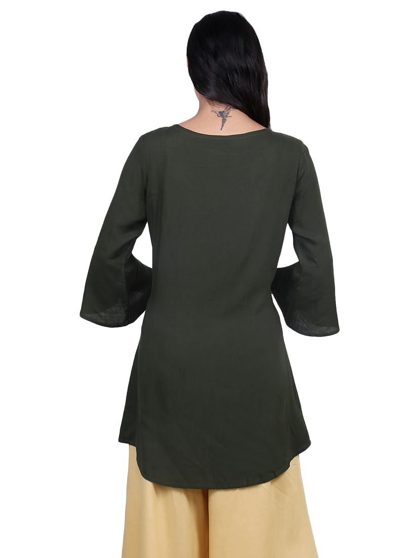 embroidered solid kurti - 16712615 - Zoom Image - 3