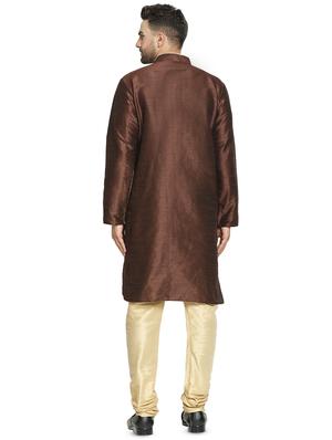 brown solid kurta pyjama set - 16712668 - Standard Image - 3