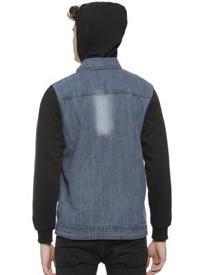 blue color block denim jacket - 16712764 - Standard Image - 3