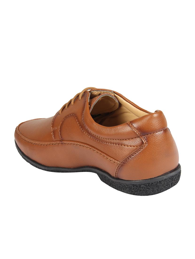 tan leatherette lace-up derbys - 16712934 - Zoom Image - 3