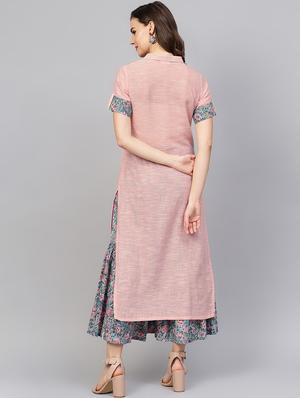 solid pintucks kurta sharara set - 16712963 - Standard Image - 3
