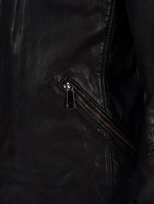 black solid 100% lamb leather jacket - 16713621 - Standard Image - 6