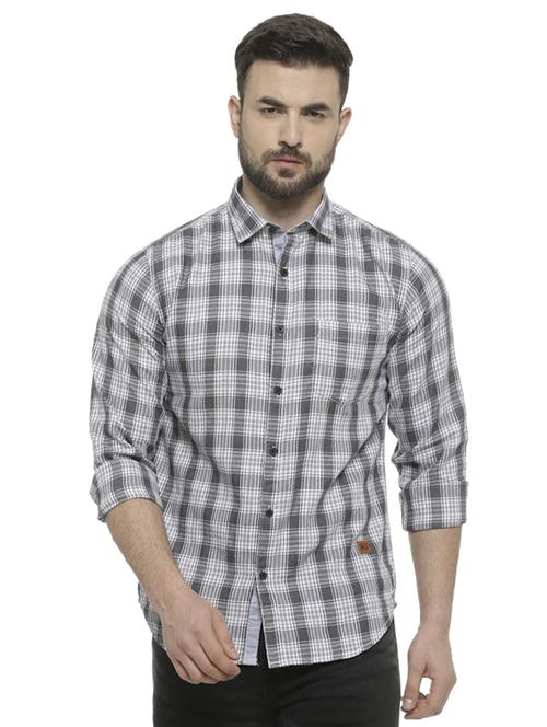 grey checkered casual shirt - 16713861 - Standard Image - 1