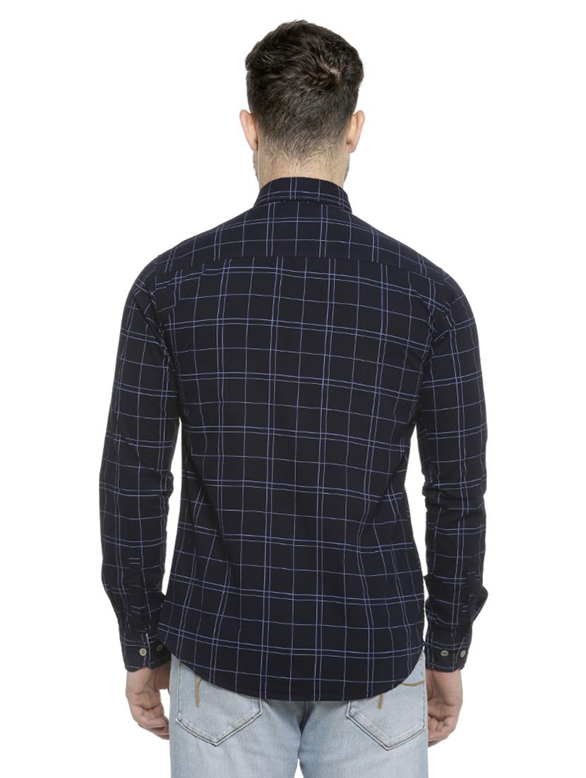 navy blue checkered casual shirt - 16713866 - Zoom Image - 3