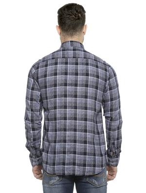 navy blue checkered casual shirt - 16713870 - Standard Image - 3