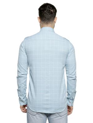 light blue checkered casual shirt - 16713871 - Standard Image - 3