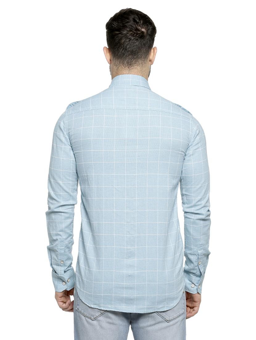 light blue checkered casual shirt - 16713871 - Zoom Image - 3