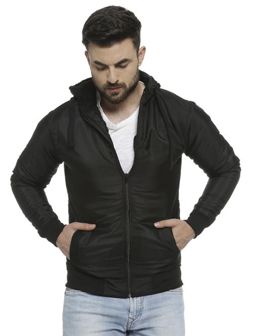 black solid casual jacket - 16713887 - Standard Image - 1