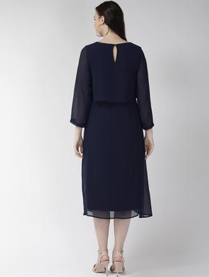 embellished detail round neck a-line dress - 16713927 - Standard Image - 3