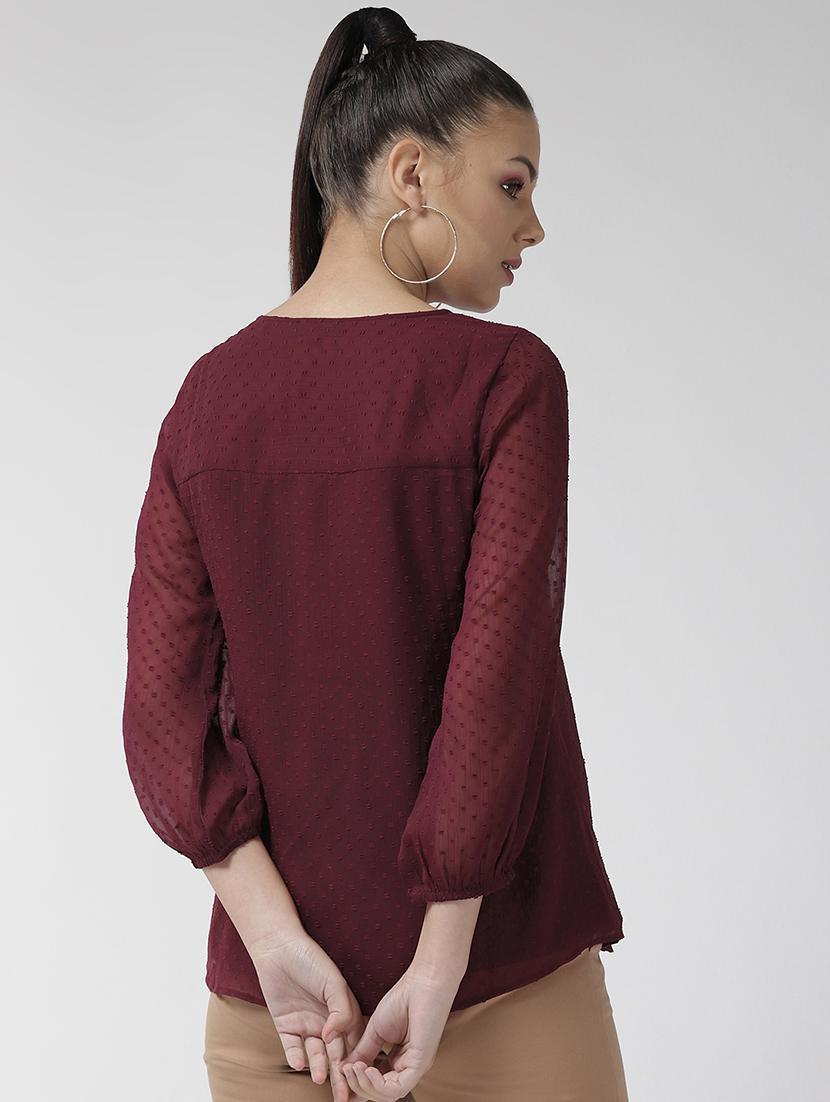 pleat detail round neck top - 16713943 - Zoom Image - 3