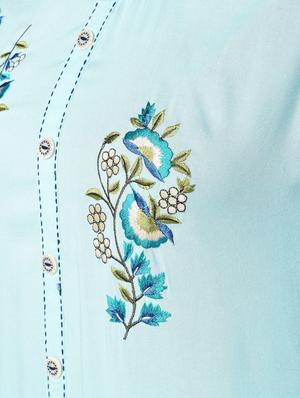 turquoise rayon kurta palazzo set - 16714195 - Standard Image - 6