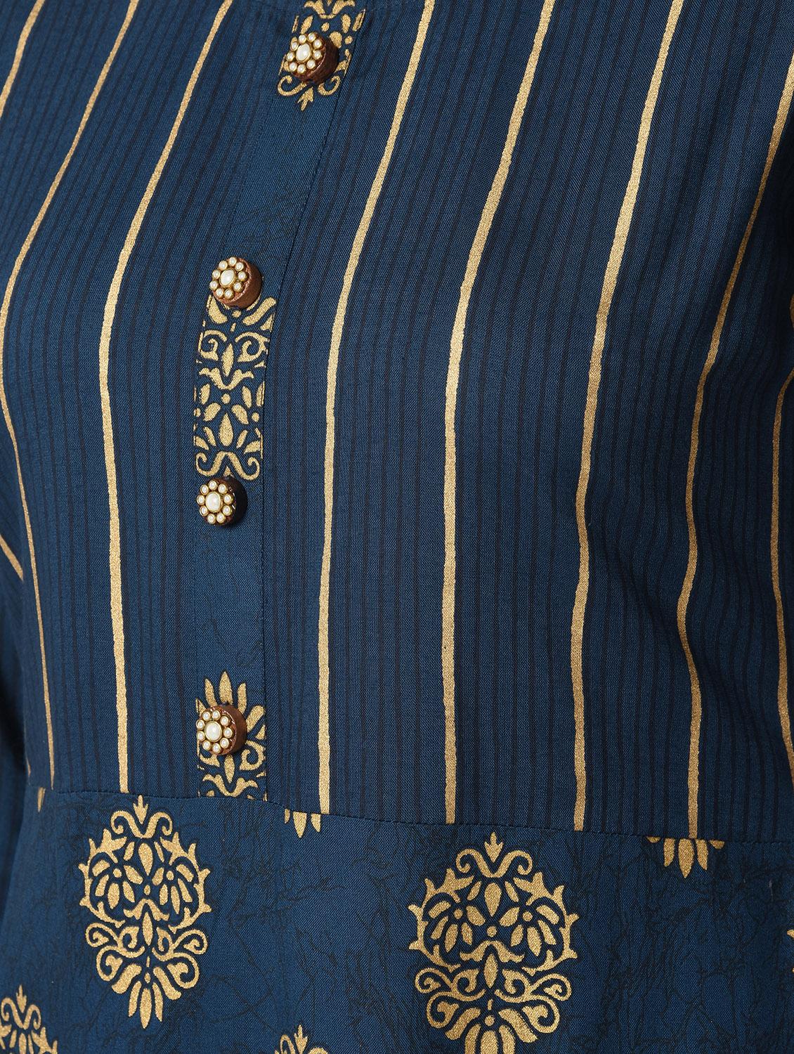 gold print kurta palazzo set - 16714196 - Zoom Image - 6