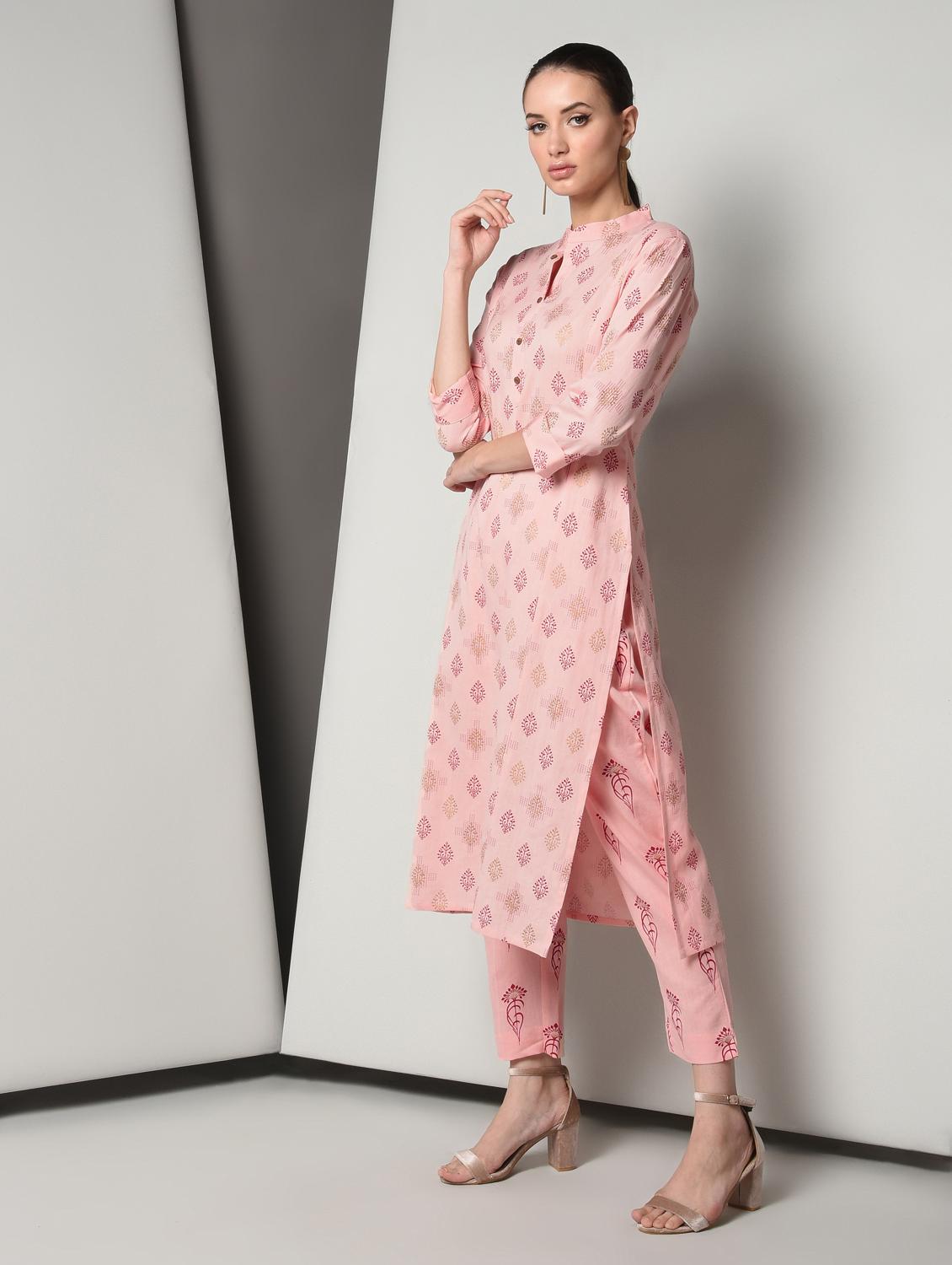 block print kurta pant set - 16714197 - Zoom Image - 3