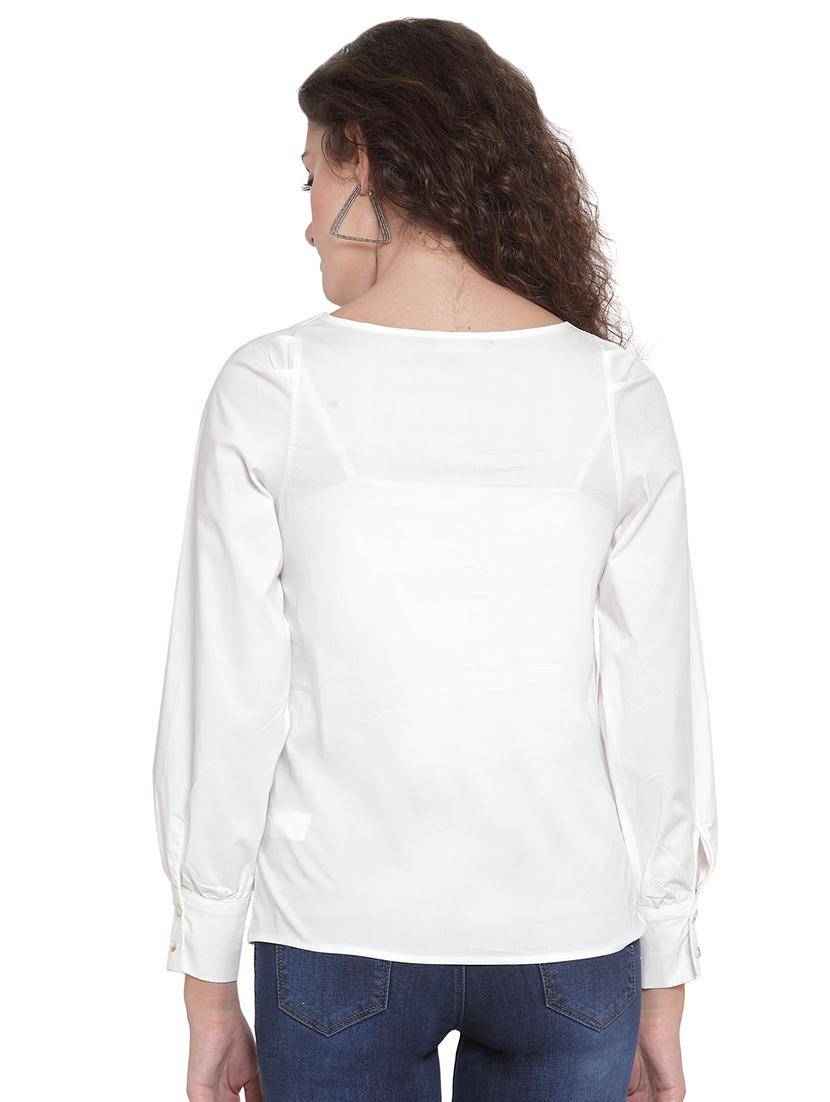 sweetheart neck solid shirt - 16714373 - Zoom Image - 3