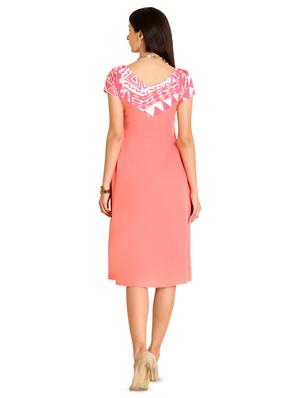 round neck printed a-line dress - 16715186 - Standard Image - 3