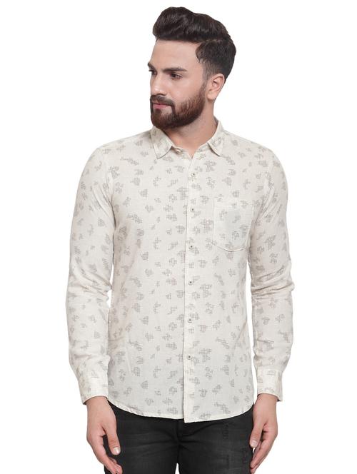 beige printed casual shirt - 16715219 - Very Small Image - 1