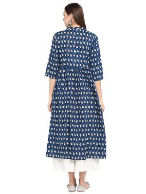 indigo flared kurta - 16717117 - Standard Image - 3