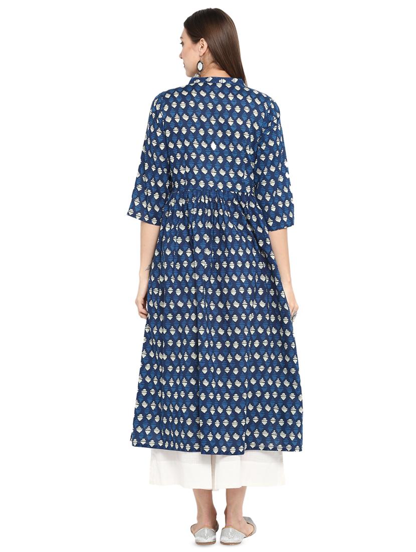 indigo flared kurta - 16717117 - Zoom Image - 3