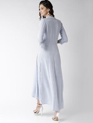 mandarin neck striped high low dress - 16717176 - Standard Image - 3