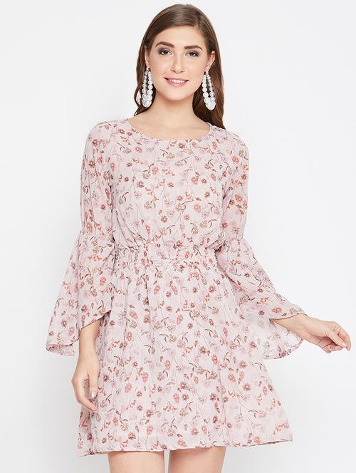 bell sleeved floral blouson a-line dress - 16717207 - Standard Image - 1