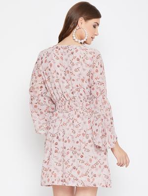 bell sleeved floral blouson a-line dress - 16717207 - Standard Image - 3