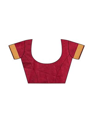 solid bordered saree with blouse - 16717242 - Standard Image - 3