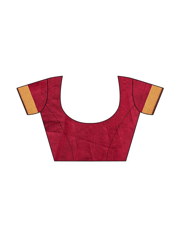 solid bordered saree with blouse - 16717242 - Zoom Image - 3