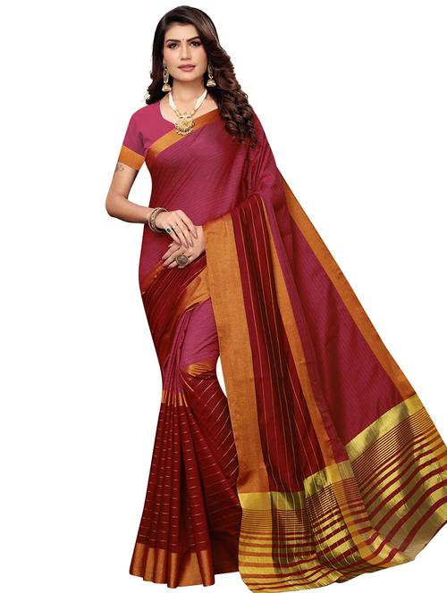 solid bordered saree with blouse - 16717243 - Standard Image - 1