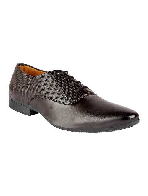 black leatherette lace-up oxfords - 16718295 - Standard Image - 1