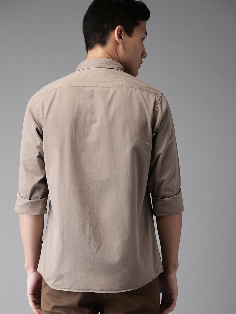 beige solid casual shirt - 16718723 - Zoom Image - 3