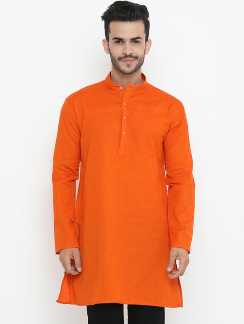 orange solid medium kurta - 16718888 - Standard Image - 1