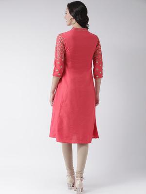 solid silk a-line kurta - 16719444 - Standard Image - 3