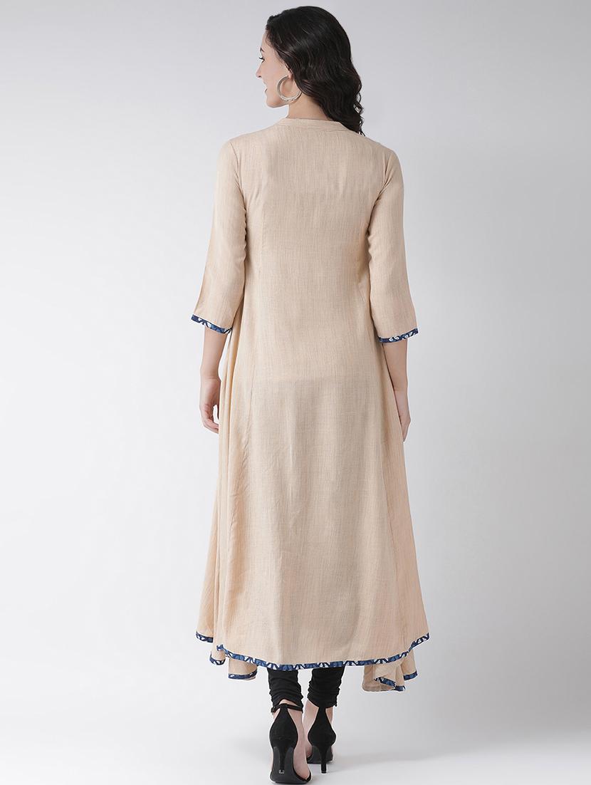 solid a-line kurta - 16719446 - Zoom Image - 3