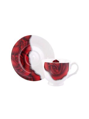 cup saucer set with red flower design (set of 12 pcs) - 16720349 - Standard Image - 3