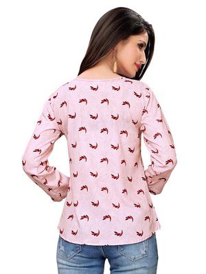 boat neck printed top - 16720414 - Standard Image - 3