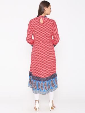 printed high-low kurta - 16720446 - Standard Image - 3
