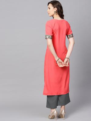 solid kurta palazzo set - 16720570 - Standard Image - 3
