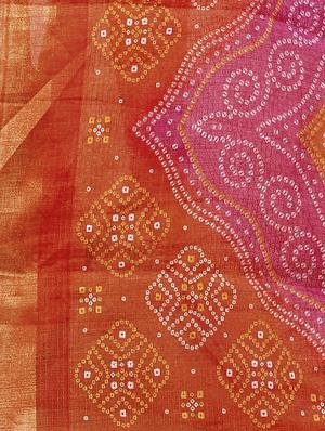 bnadhani printed saree with blouse - 16720642 - Standard Image - 3